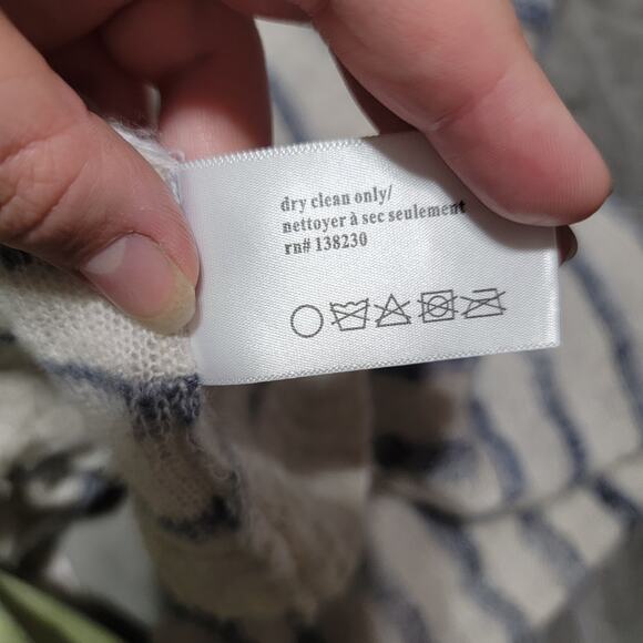 Pam Gela Stripe Open Cross Back Sweater Pullover Top Wool Blend Women Small - Picture 4 of 4